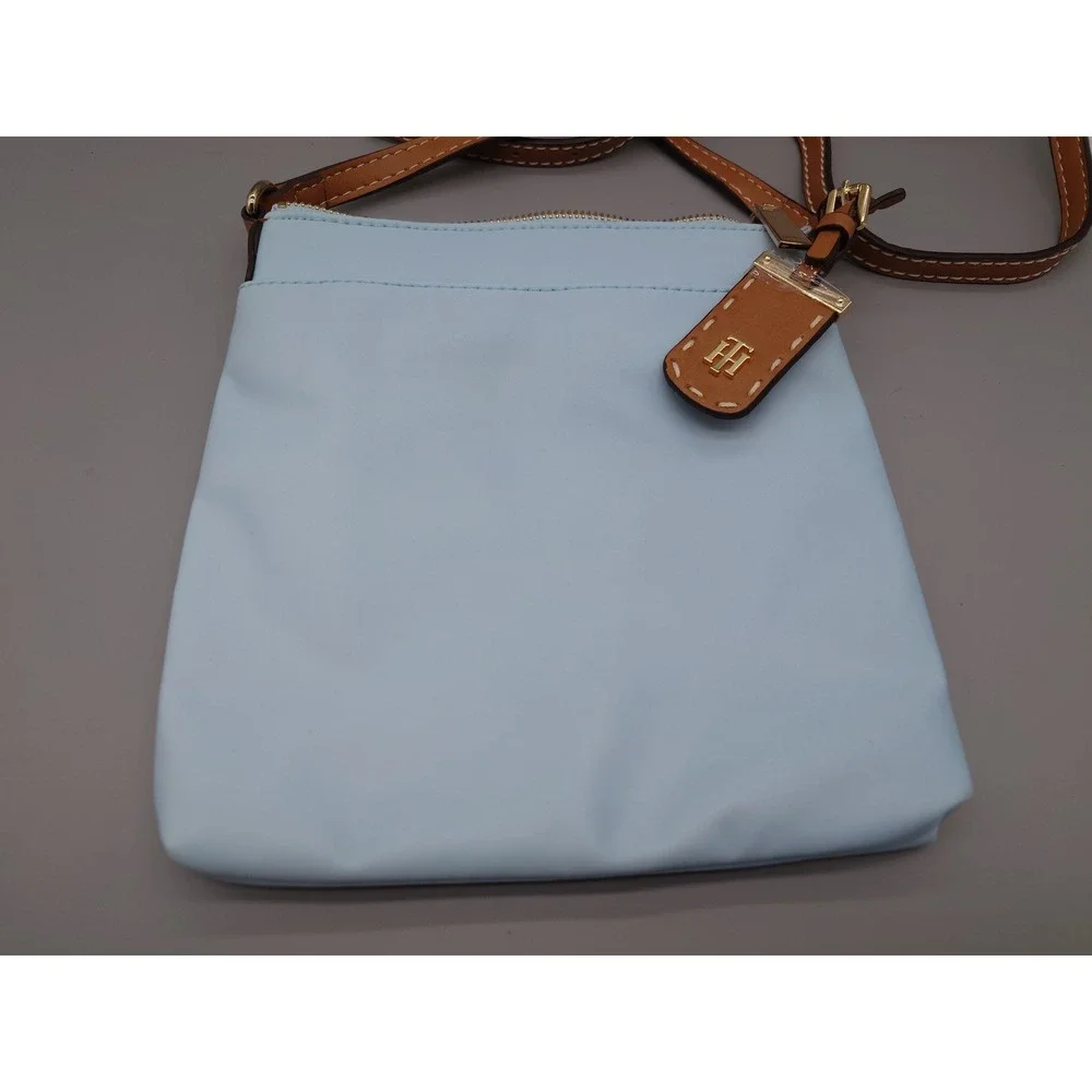 Tommy Hilfiger Light Blue Nylon Crossbody Bag Gold Logo [GNH019191]